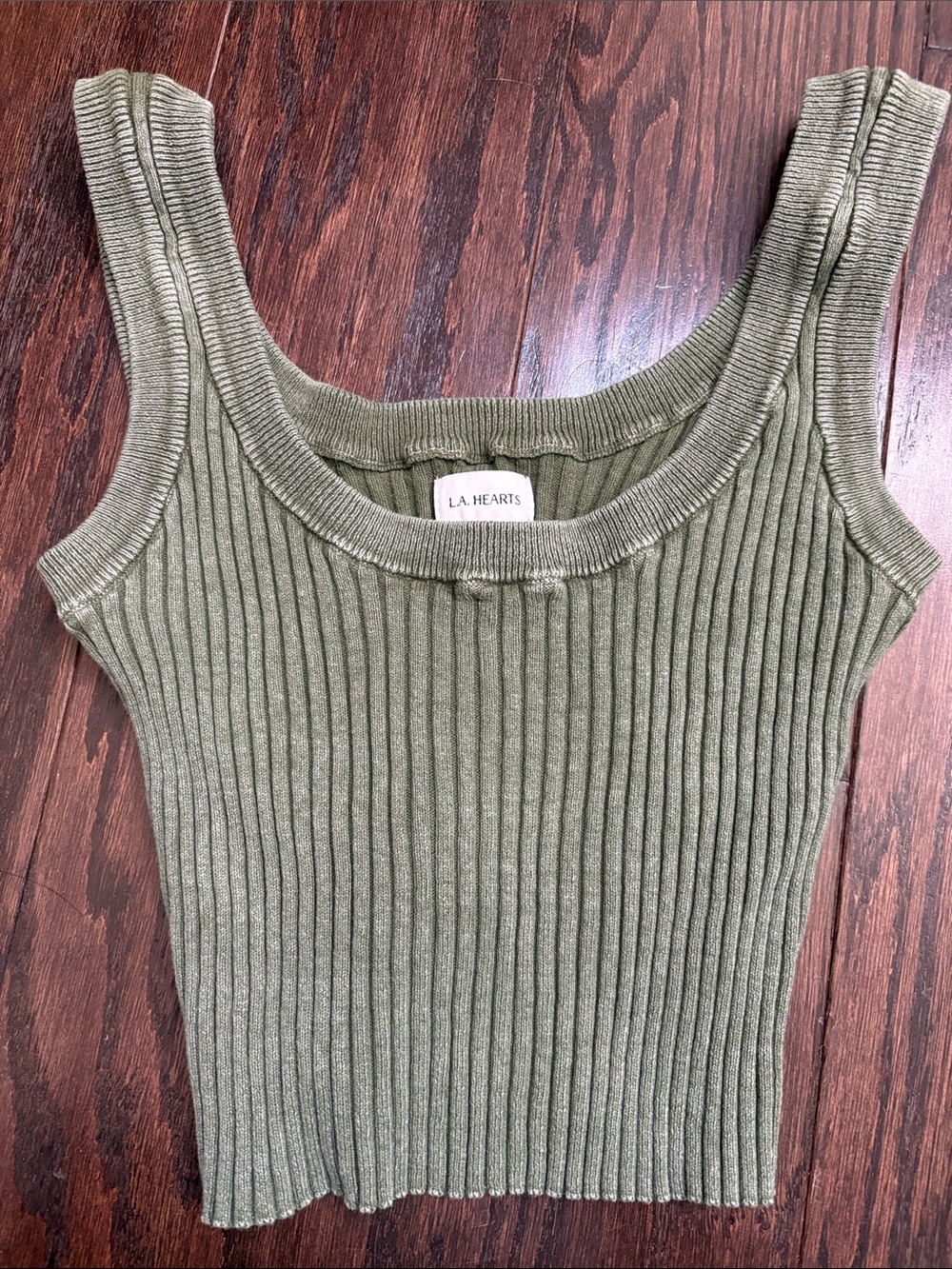 L.A. Hearts Olive Green Ribbed Scoop Tank